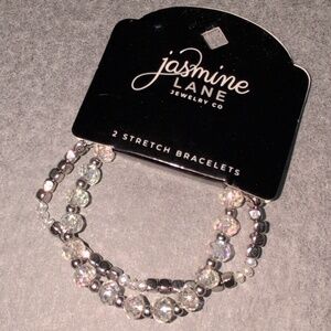 NEW ♡ Jasmine Lane Silver Crystal Stretch Bracelet Set